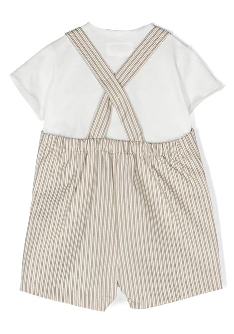 Two Piece Set With Striped Dungarees In Beige TEDDY & MINOU | E24CP046C1079116