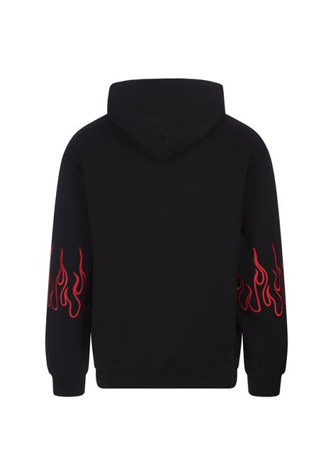 Black Hoodie With Red Embroidered Flames VISION OF SUPER | VS00850BLACK