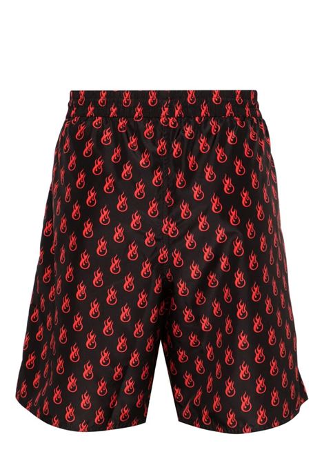 Black Swimwear With Red Flames Pattern VISION OF SUPER | VS01098BLACK
