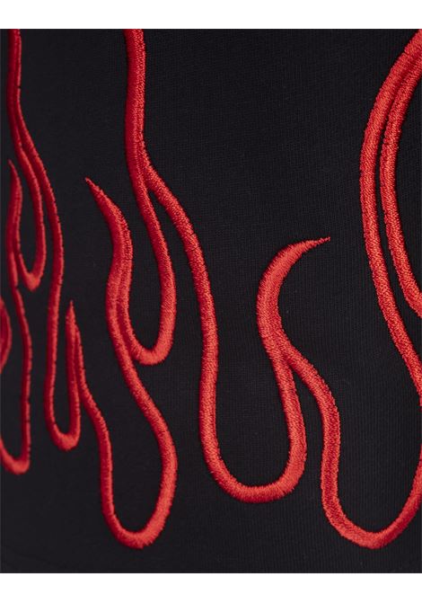 Black Shorts With Embroidered Red Flames VISION OF SUPER | VS01165BLACK
