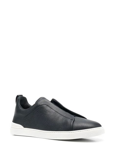 Triple Stitch Sneakers In Navy Blue Leather ZEGNA | LHCVO-S4467NAV