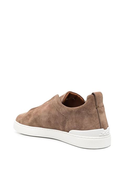 Sneakers Triple Stitch In Suede Marrone ZEGNA | LHSOY-S4667ZCOC