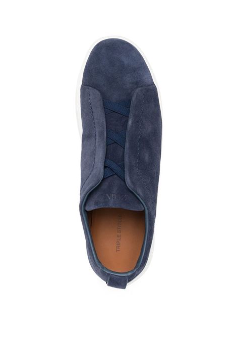 Triple Stitch Sneakers In Blue Suede ZEGNA | LHSOY-S4667ZRTZ