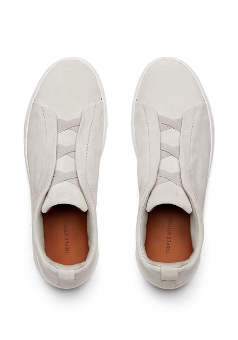 Triple Stitch Sneakers In White Suede ZEGNA | LHSOYS44667ZALA