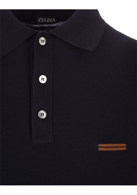 Navy Blue Premium Cotton Polo Shirt ZEGNA | UBC9XA5-C32B09