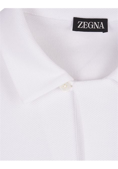 White Honeycomb Cotton Polo Shirt ZEGNA | UD321A7-D781N00