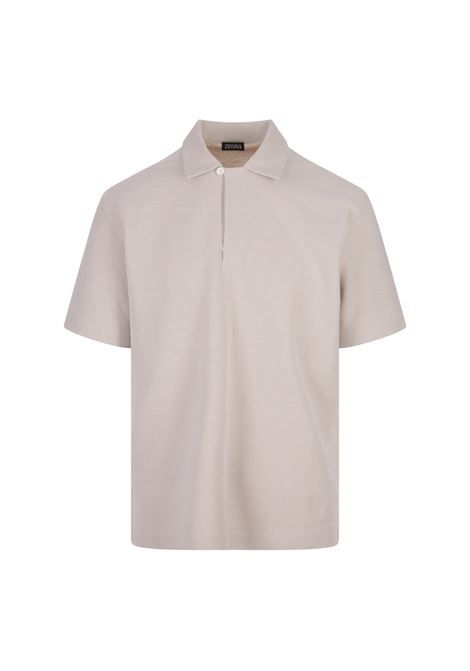 Beige Honeycomb Cotton Polo Shirt ZEGNA | UD321A7-D781N03