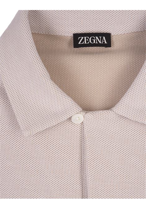 Polo Beige In Cotone a Nido D'Ape ZEGNA | UD321A7-D781N03