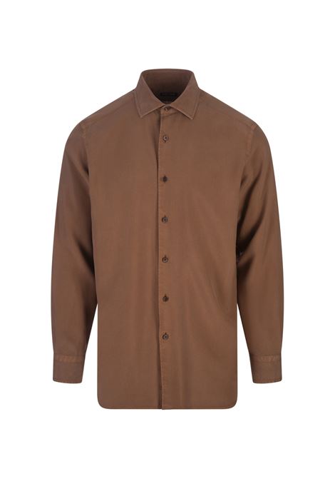 Mulberry Silk Shirt in Dark Foliage ZEGNA | UDX42A7-SLF5005G