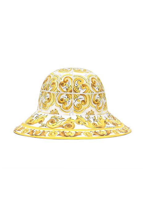 Cappello Da Pescatore Con Stampa Maiolica Gialla DOLCE & GABBANA KIDS | Cappelli | LB4H48-G7E1JH03TN