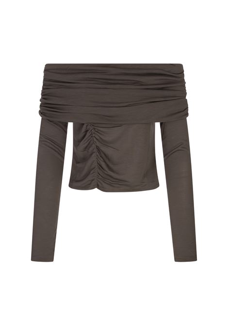 Top Emica Marrone Con Spalle Scoperte e Drappeggio ALOHAS | R10086403