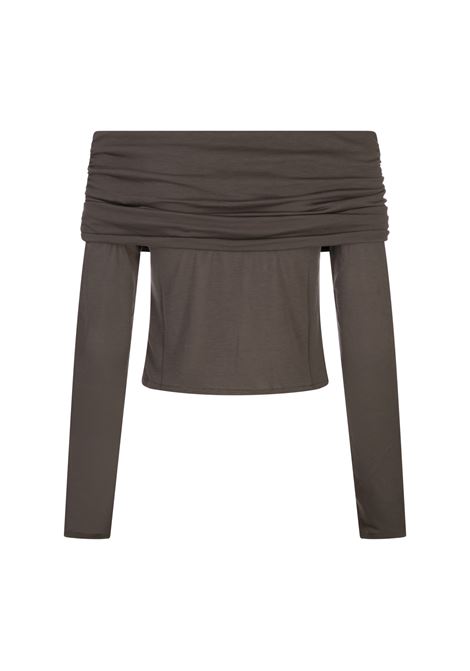 Top Emica Marrone Con Spalle Scoperte e Drappeggio ALOHAS | R10086403