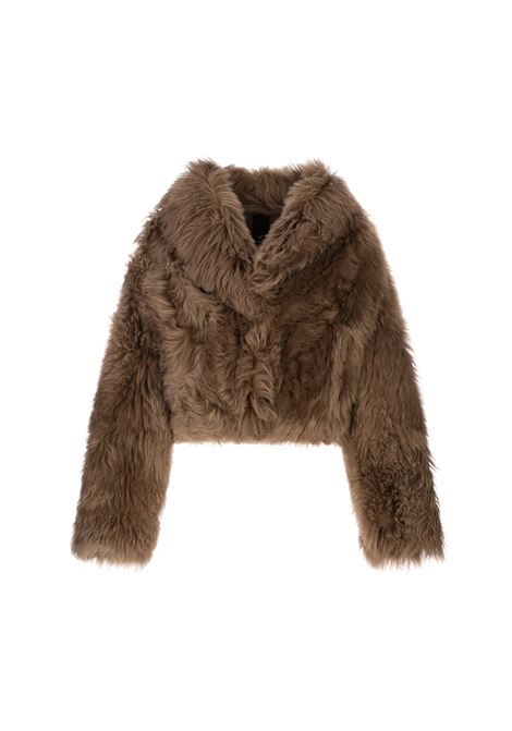 Cappotto Crop In Shearling A Pelo Lungo Mastice BLANCHA | 25018/300MASTICE