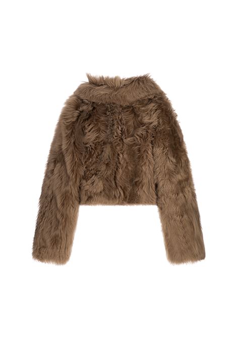 Cappotto Crop In Shearling A Pelo Lungo Mastice BLANCHA | 25018/300MASTICE