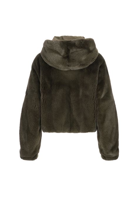 Giacca Reversibile In Pelliccia Di Visone Bosco Con Cappuccio BLANCHA | 25061/150BOSCO