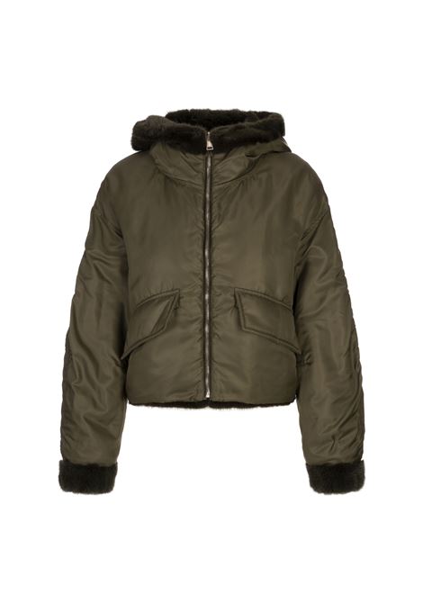 Giacca Reversibile In Pelliccia Di Visone Bosco Con Cappuccio BLANCHA | 25061/150BOSCO