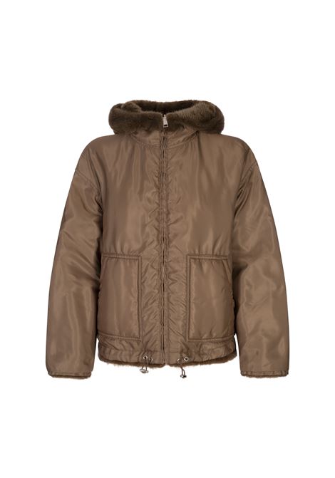Giacca Reversibile Mastice In Visone Con Cappuccio BLANCHA | 25083-150MASTICE