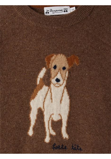 Maglione Berlioz In Cashmere Marrone Con Ricamo Cane BONPOINT | W05BJUK00010167