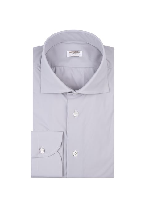 Camicia Classica in Tessuto Testurizzato Grigio Chiaro BORRIELLO | 210364