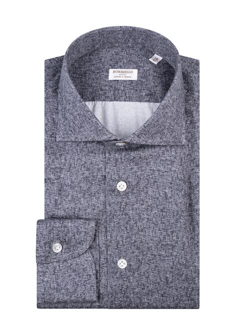 Camicia In Cotone Spigato Grigio BORRIELLO | 210507
