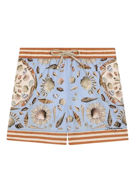 Boxer da Mare Azzurro Con Stampa Conchiglie DOLCE & GABBANA KIDS | Costumi da bagno | L1J850-ON08LHC5PK