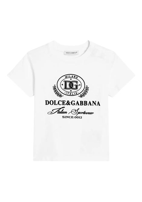 White T-Shirt With Dolce&Gabbana Print DOLCE & GABBANA KIDS | T-Shirts | L1JTEY-G7NVWS9000