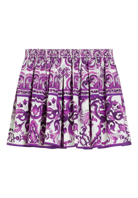 Skirt with Purple Maiolica Print DOLCE & GABBANA KIDS | Skirts | L55I63-HH5ENIP3TN