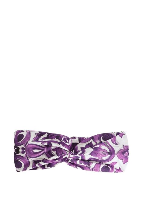 Fascia Per Capelli Con Stampa Maiolica Viola DOLCE & GABBANA KIDS | accessori per capelli | LB5H09-G7EW9I23TN