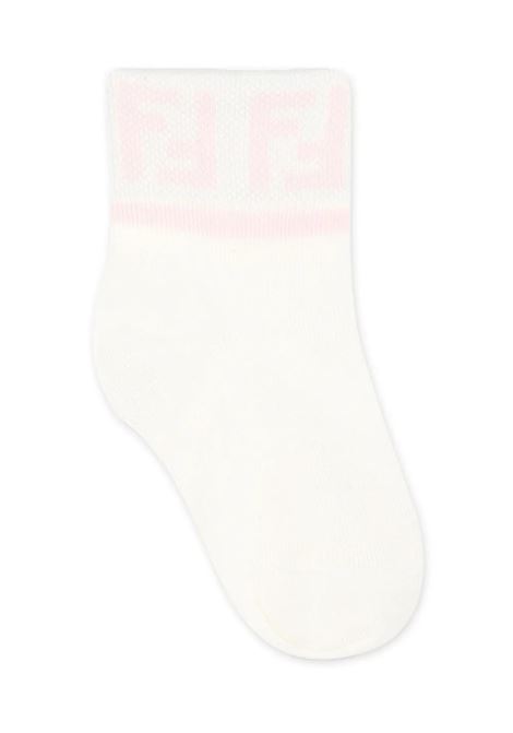 Set of 5 Pairs of Socks in Beige and Pink FENDI KIDS | Underwear | BFN038-ASQVF1PMK