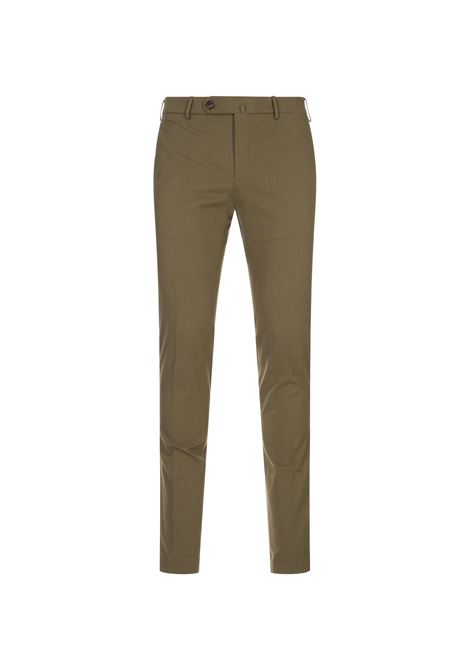 Pantaloni Slim Fit In Gabardina Verde Militare INCOTEX | 1T0080-40967730