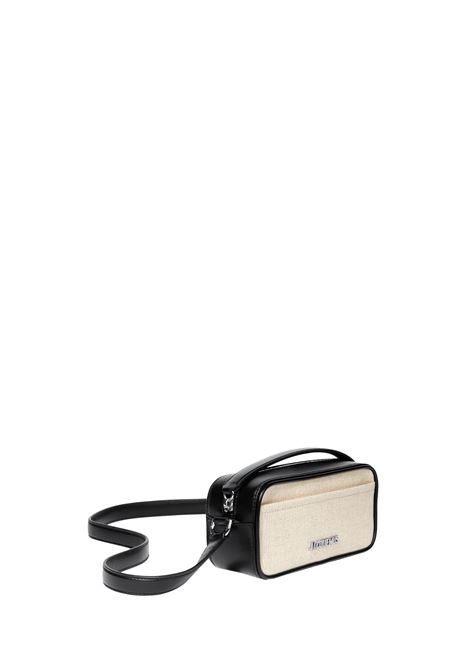 Light Greige/Black Il Baneto Camera Bag in Pelle e Lino JACQUEMUS | BAM00429AW000941IQ