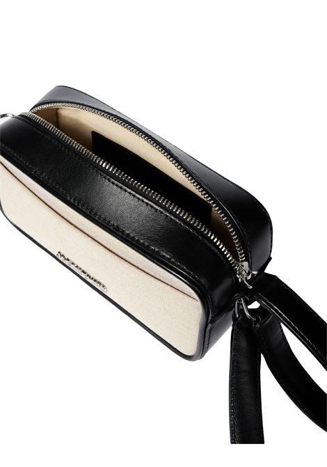 Light Greige/Black Il Baneto Camera Bag in Pelle e Lino JACQUEMUS | BAM00429AW000941IQ