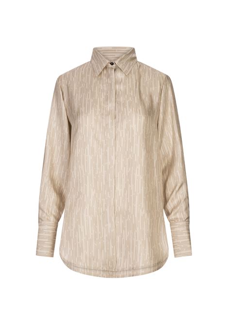 Camicia in Seta Beige Stampata KITON | D54410K0586G03