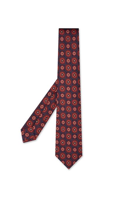 Cravatta In Seta Blu Con Fantasia a Contrasto KITON | UCRVKRC05L4003
