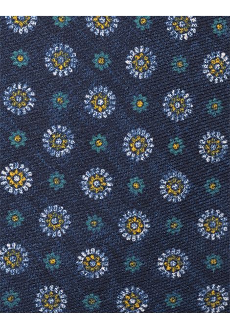 Cravatta In Seta Blu Scuro Con Fantasia a Contrasto KITON | UCRVKRC05L5503