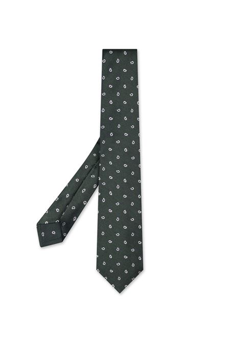 Cravatta In Seta Verde Con Pattern Goccia a Contrasto KITON | UCRVKRC05L6406