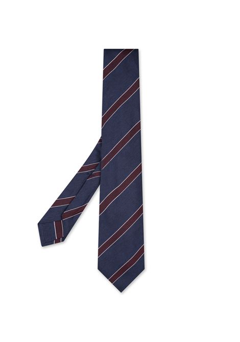 Cravatta In Seta Blu Con Righe a Contrasto KITON | UCRVKRC05L7702