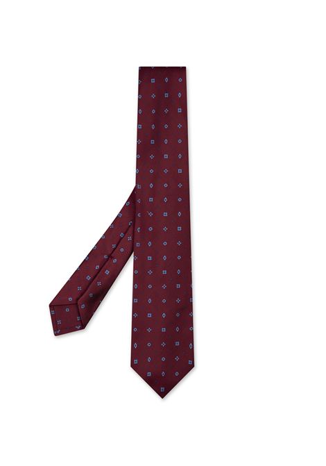 Cravatta In Seta Bordeaux Con Micro Pattern a Contrasto KITON | UCRVKRC05L9506
