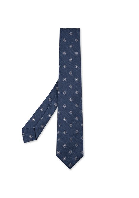 Cravatta In Seta Blu Con Pattern Floreale KITON | UCRVKRC06L4504