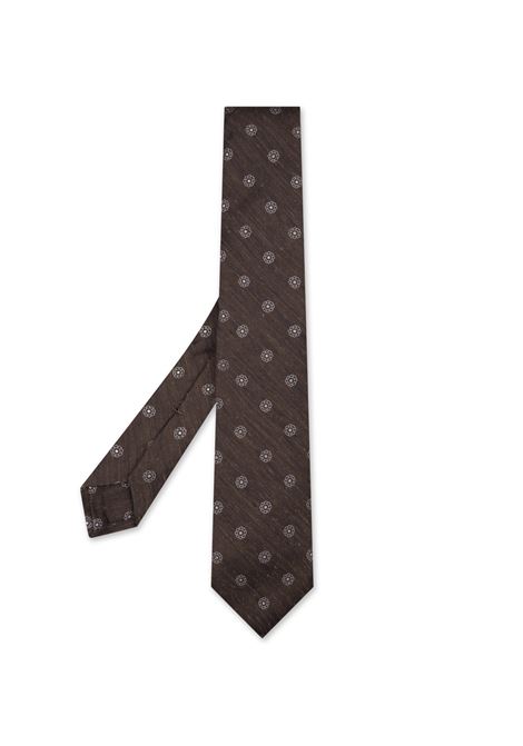Cravatta In Seta Marrone Con Pattern Floreale KITON | UCRVKRC06L4508