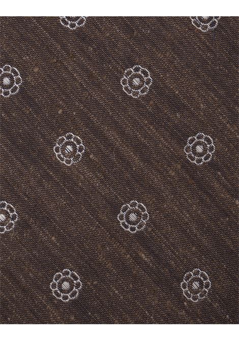Cravatta In Seta Marrone Con Pattern Floreale KITON | UCRVKRC06L4508