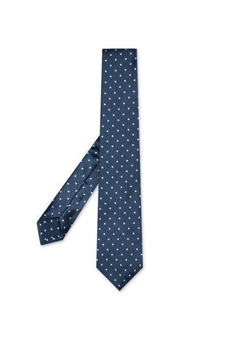 Cravatta In Seta Blu a Pois Bianchi KITON | UCRVKRC06L7506