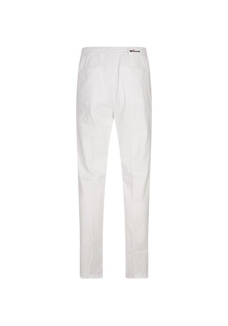 Pantaloni Joggers In Cotone Bianco Con Coulisse KITON | UPLACK0106H21