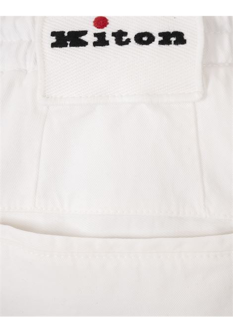 Pantaloni Joggers In Cotone Bianco Con Coulisse KITON | UPLACK0106H21