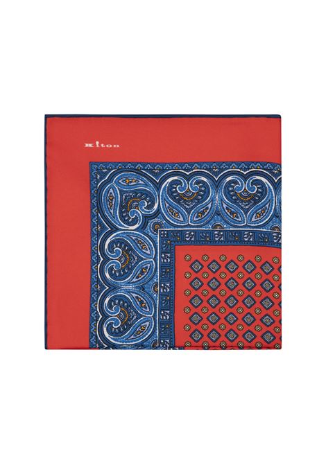Pochette In Seta Stampata Blu e Arancione KITON | UPOCHCK0200H28