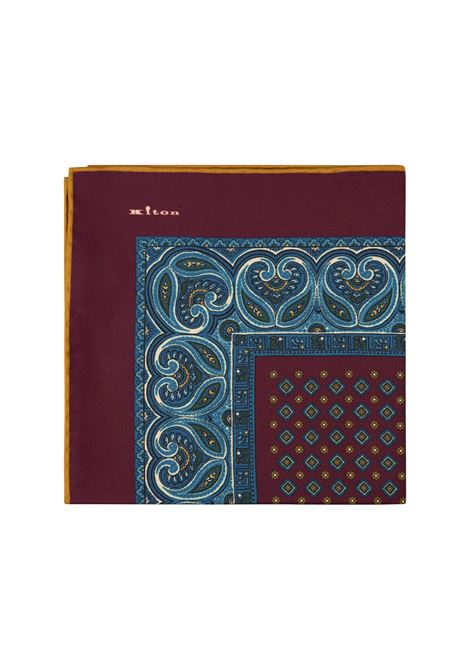 Pochette In Seta Stampata Bordeaux e Ottanio KITON | UPOCHCK0200H29