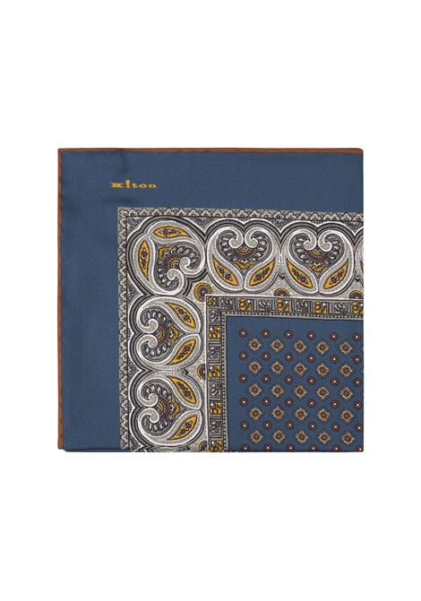 Pochette In Seta Stampata Blu e Giallo KITON | UPOCHCK0200H30