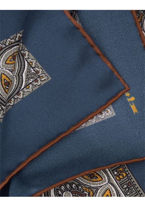 Pochette In Seta Stampata Blu e Giallo KITON | UPOCHCK0200H30