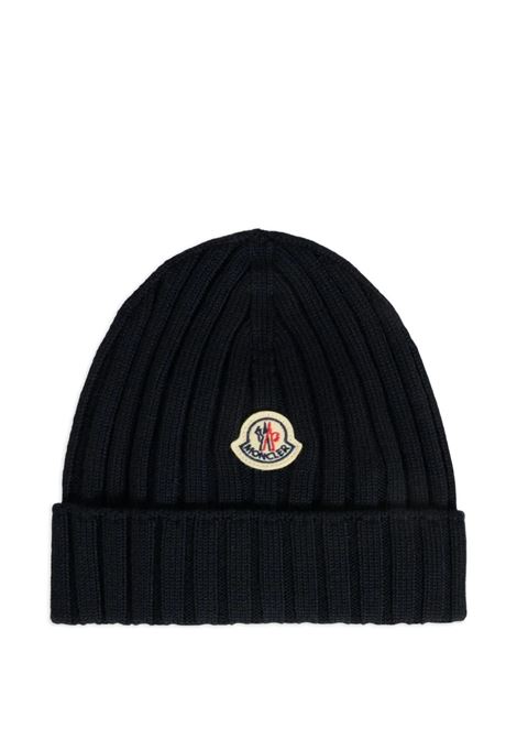 Blue Wool Beanie with Logo Patch MONCLER ENFANT | Hats | 951-3B00006 M1131742