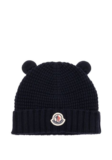 Blue Wool Beanie with Teddy Bear Ears MONCLER ENFANT | Hats | 951-3B00008 M1131742